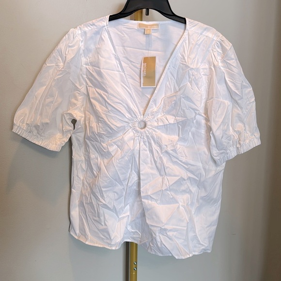 Michael Kors white keyholes blouse NWT 2X - Picture 3 of 10